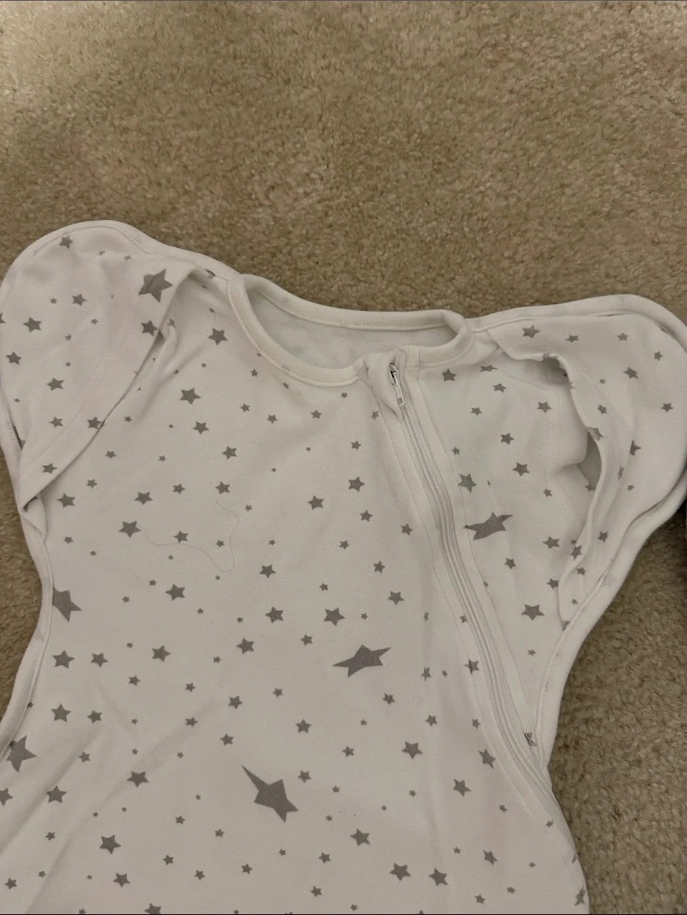 Gray and White Star Kids Pajama Swaddle Up Set - Neutral Sleep Sack
